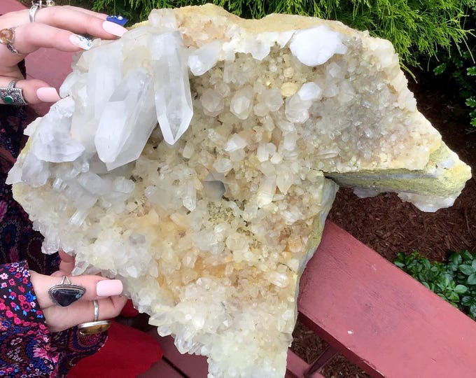 CLEARANCE! ~ Clear Quartz Golden Healer Crystal Cluster ~ Large 22 Lb. 9 oz. ~ 12" Long ~ Centerpiece ~ Fast & Free Shipping