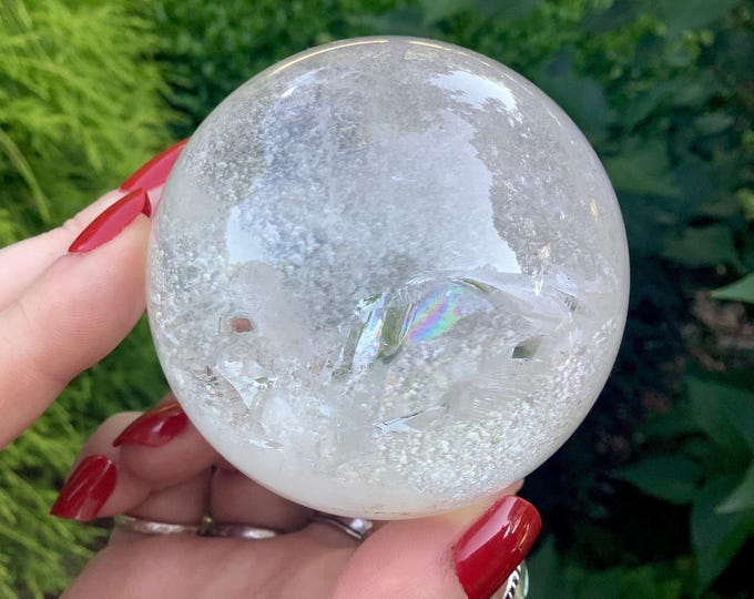 Clear Quartz Crystal Ball: Reiki Altar, Feng Shui Decor (2" Wide)