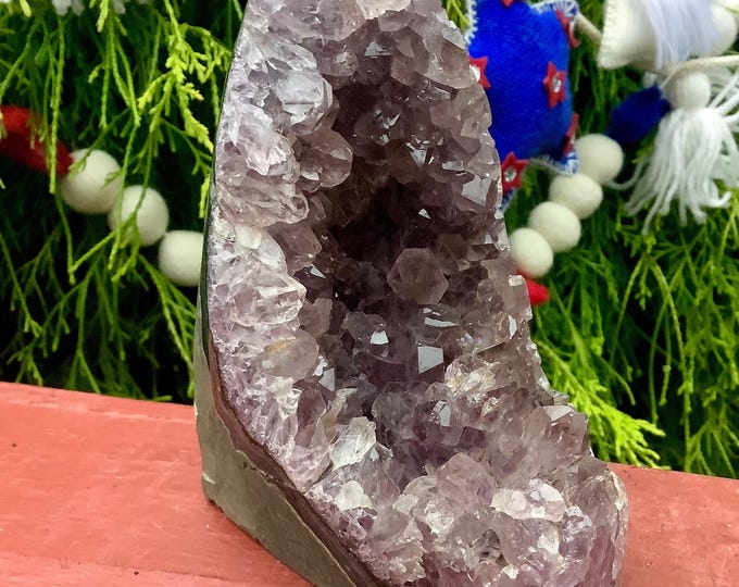 Amethyst Crystal Cluster ~ Large 1 lb. 11 oz. ~ 5" Tall Display ~ Beautiful Purple Points ~ Fast & Free Shipping, U.S.A. + Global Shipping ~