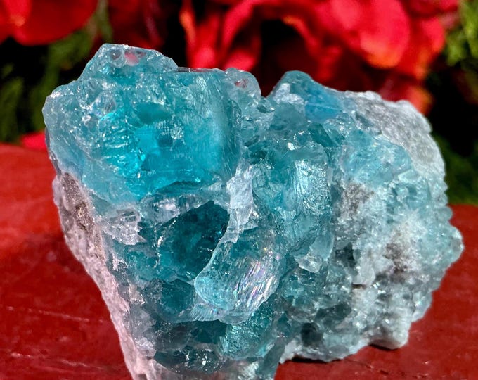 Blue Cubic Fluorite Crystal Cluster ~ Large 6 oz. ~ 3" Long ~ Third Eye, Throat Chakra, Reiki Healing Altar Display, Meditation Size