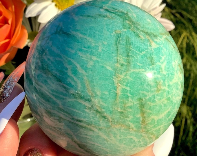 CLEARANCE! ~ Amazonite Crystal Ball ~ 1 Lb. 2 oz. ~ 2 1/2 " Wide ~ Natural Polished Sphere ~ Beautiful Mineral Specimen ~