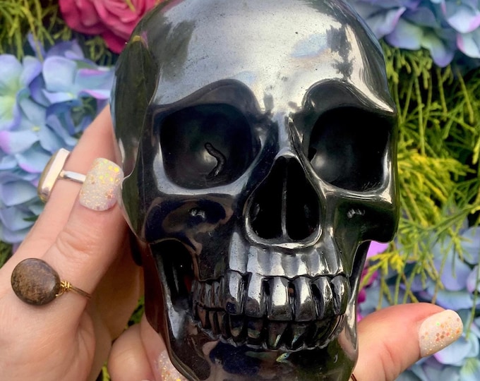 Hematite Crystal Skull ~ Large 5 Lb. 14 oz. ~ 5" Long ~ One of-a Kind Expertly Hand Carved ~ High Luster ~ Fast & Free Shipping, U.S.A. ~