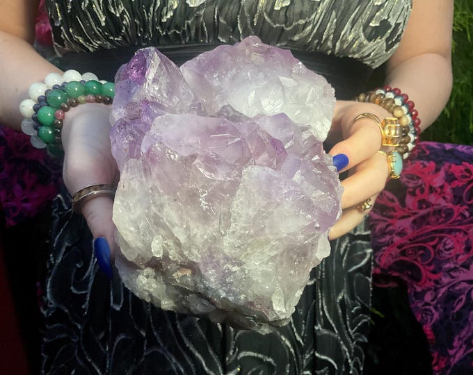 Amethyst Crystal Cluster ~ Large 5 lb. 8 oz. ~ 5" Long ~ Reiki Display ~ Beautiful Purple Quartz Points ~ Fast & Free Shipping from USA