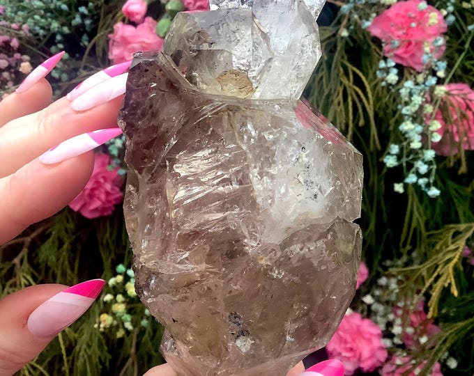 Herkimer Diamond Crystal ~ Large 15 oz. ~ 5" Long ~ Sparkling Rainbow Inclusions ~ Black Phantoms ~ Golden Healer ~ Free & Fast Shipping USA