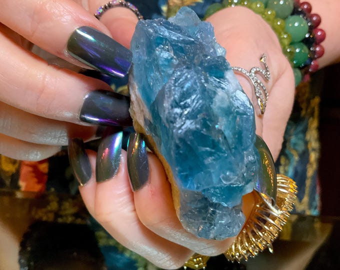 Blue Fluorite Crystal Cluster ~ 4 oz. ~ 2" Long ~Translucent Cubic Formation