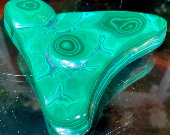 Malachite Crystal Freeform ~ 7 oz. ~ 3" Long ~ Vintage Green Mineral Specimen ~ Swirling Bulls Eye Patterns ~ Fast & Free Shipping ~