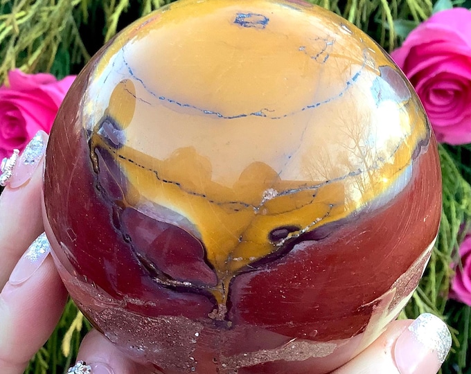 Mookaite Jasper Crystal Ball ~ 1 Lb. 8 oz. ~ 3" Wide ~ Colorful Polished Sphere ~ Beautiful Reiki, Altar Display ~ Fast & Free Shipping