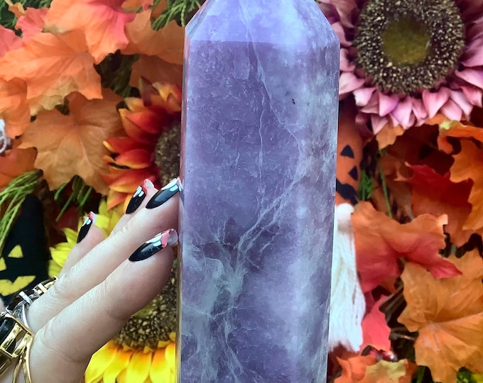 CLEARANCE! ~ Lepidolite Crystal Generator ~ Large 1 Lb. 6 oz. ~ 6 1/2" Tall ~ Crown Chakra Altar Display