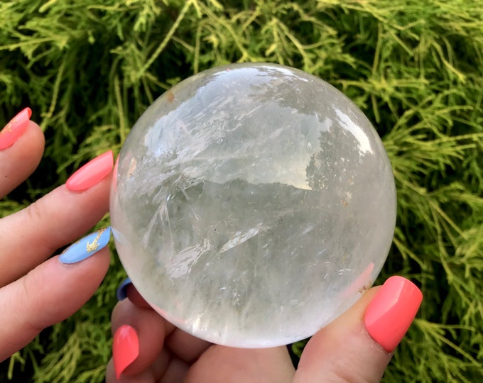Clear Quartz Crystal Ball ~ 1 Lb. 3 oz. ~ 3" Wide Polished Sphere ~ Sparkling Inclusions ~ Natural Home Decor, Fast & Free Shipping