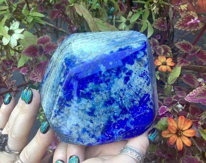 Lapis Lazuli Freeform Crystal ~ Large 1 Lb. 6 oz. ~ 4 1/2" Long ~ Sparkling Deep Blue Color ~ Polished to Perfection ~ Fast & Free Shipping