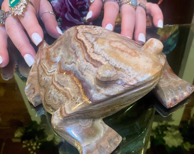 Afghan Jade Frog Carving ~ 6" Long ~ 3 Lb. Vintage Hand Carved Totem Spirit Animal ~ Polished Specimen