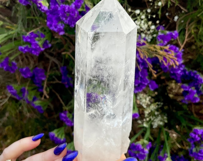 High Altitude Himalayan Clear Quartz Crystal Wand ~ Large 14 oz. ~ 6" Long ~ Natural Clear Point ~ Museum Quality ~ Sparkling Inclusions