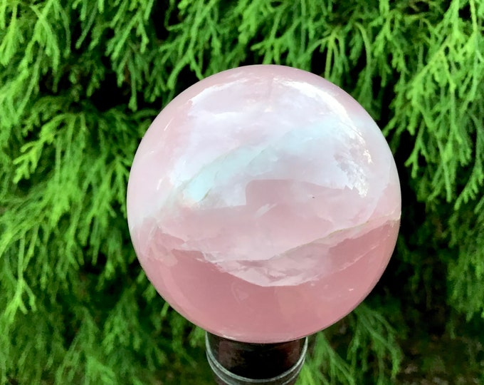 Rose Quartz Crystal Ball ~ 8 oz. ~ 2" Wide Polished Sphere ~ Beautiful Sparkling Pink Color ~ Reiki Altar Display ~ Fast & Free Shipping
