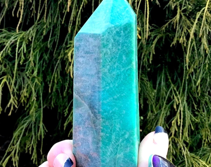 Amazonite Crystal Generator ~ Large 8 oz. ~ 4" Tall ~ Throat Chakra Healing Altar Display ~ Natural Blue & Green Colors  Free Shipping, USA