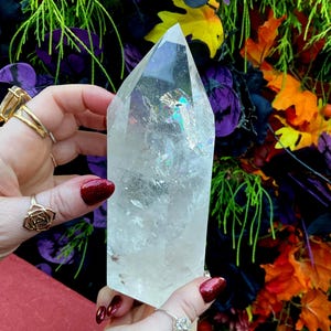 Ultra Clear Quartz Crystal Generator ~ Large 2 lb. ~ 6&quot; Tall ~ Sparkling Silver Inclusions and Rainbows ~ Fast & Free Shipping, U.S.A. ~
