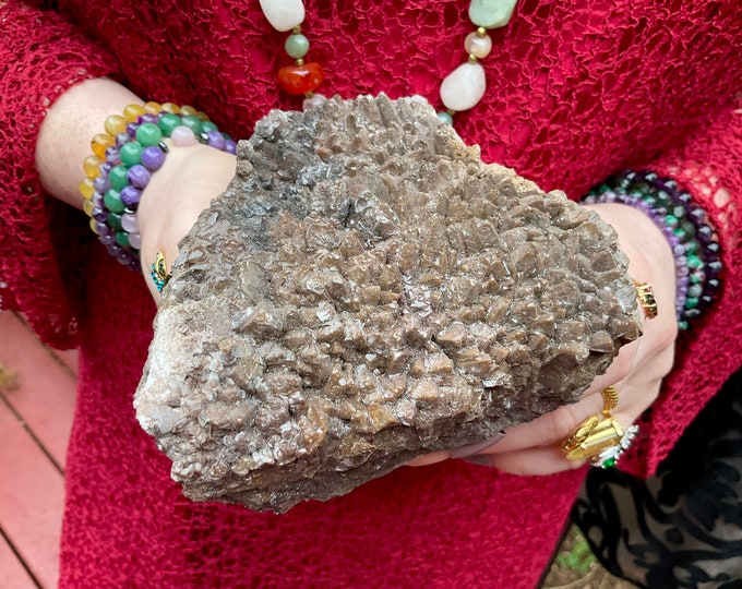 Cave Calcite Crystal Cluster ~ Large 1 Lb. 12 oz. ~ 5" Long ~ Natural Display Mineral On Matrix ~ Sparkling Points ~ Fast & Free Shipping