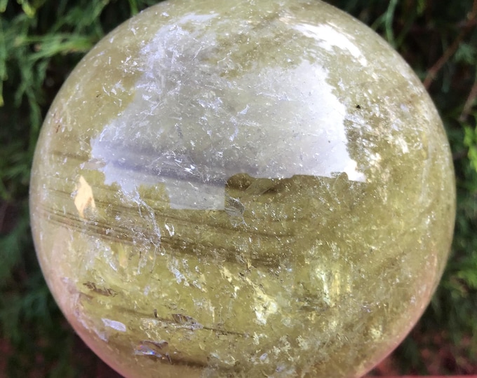 CLEARANCE! ~ Citrine Crystal Quartz Ball Large 1 lb. 8 oz. Polished Sphere ~ 3" Wide ~ Yellow Sunshine Golden Sparkling Inclusions ~