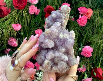 Amethyst Cacoxenit Kristallcluster - 2 Pfund. 6 Unze ~ 18 cm lang ~ seltenes Sammlerstück ~ wunderschöne lila Punkte ~ schneller und kostenloser Versand