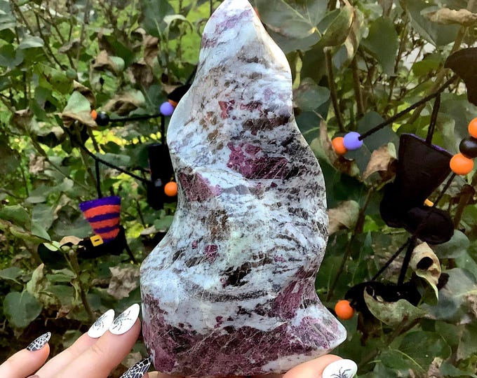 Red Tourmaline Crystal Flame ~ Large 1 Lb. 12 oz. ~ 6" Tall ~ Rubellite in Quartz ~Metaphysical Home Decor ~ Fast & Free Shipping, U.S.A. ~