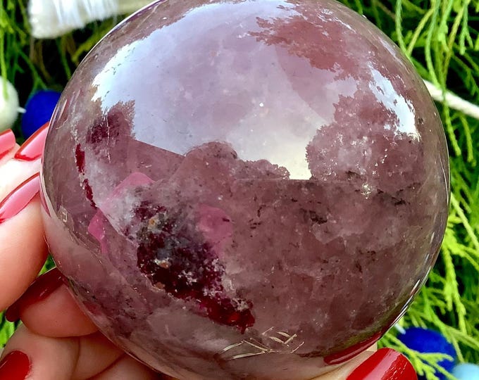 Strawberry Quartz Crystal Ball ~ 1 Lb. ~ 2 1/2" Wide ~ Red Root Chakra Sphere ~ Kundalini, Reiki, Home Decor ~ Fast & Free Shipping from USA