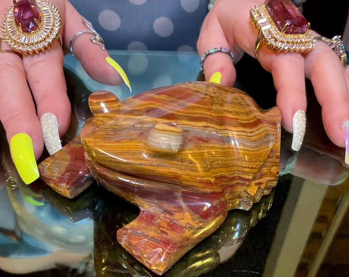 Afghan Jade Frog Carving ~ 4" Long ~ Vintage Hand Carved Totem Spirit Animal ~ Polished Specimen