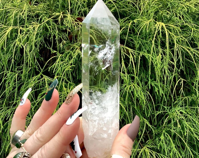 High Altitude Himalayan Clear Quartz Crystal Wand ~ Large 5.6 oz. ~ 5" Long ~ Ultra Clear Point, Sparkling Rainbow Inclusions, Free Shipping