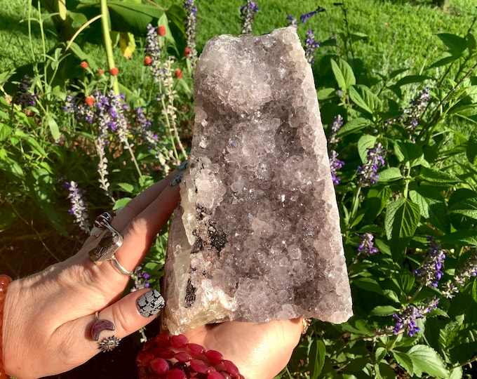 Amethyst Crystal Cluster ~ Large 3 lb. 11 oz. ~ 7" Tall ~ Reiki Display Beautiful Purple Quartz Points ~ Big Specimen ~ Fast & Free Shipping