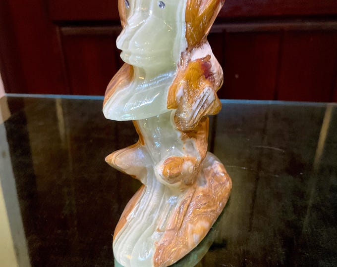 Afghan Jade Monkey Carving ~ 4" Tall ~ Vintage Hand Carved Totem Spirit Animal ~ Polished Specimen