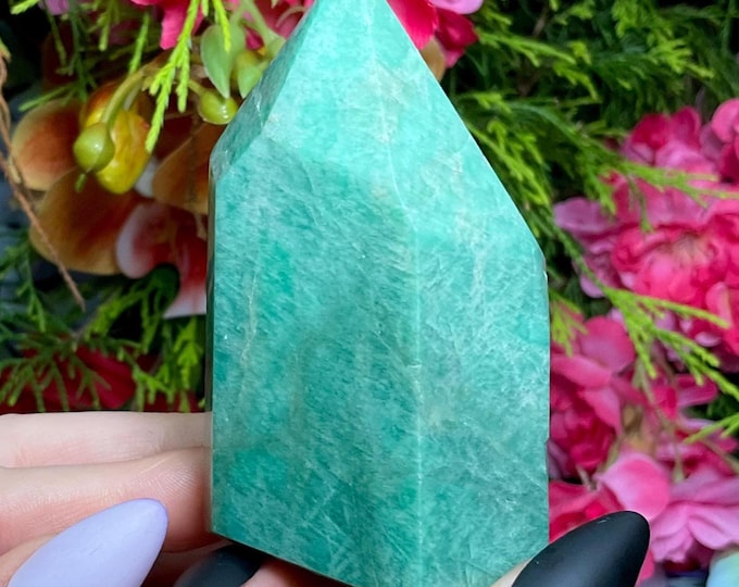 Amazonite Crystal Generator ~ 6 oz. ~ 3" Tall ~ Natural Polished Point ~ Beautiful Green Blue Mineral Specimen ~ Free & Fast Shipping, U.S.A