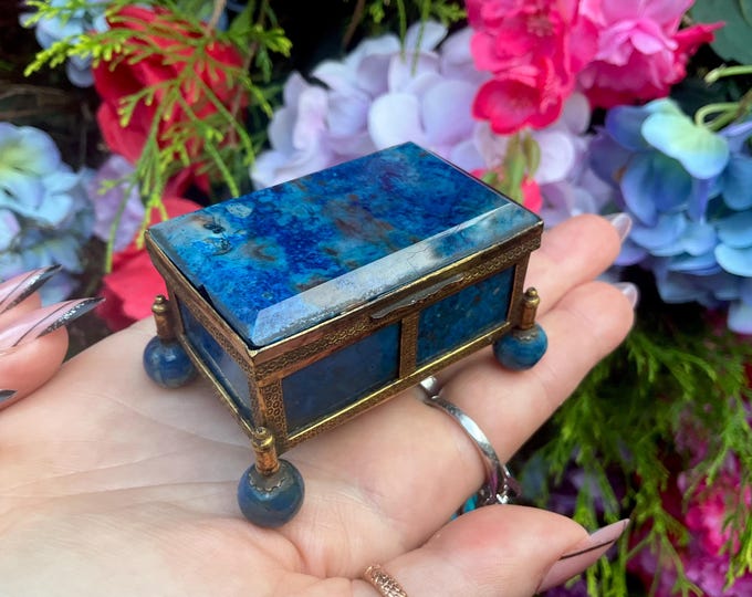 Continental Carved Lapis Lazuli Gilt Bronze Mounted Desk Box 19th century ~ Vintage Antique Display Box ~ Swirling Blue Color with Pyrite