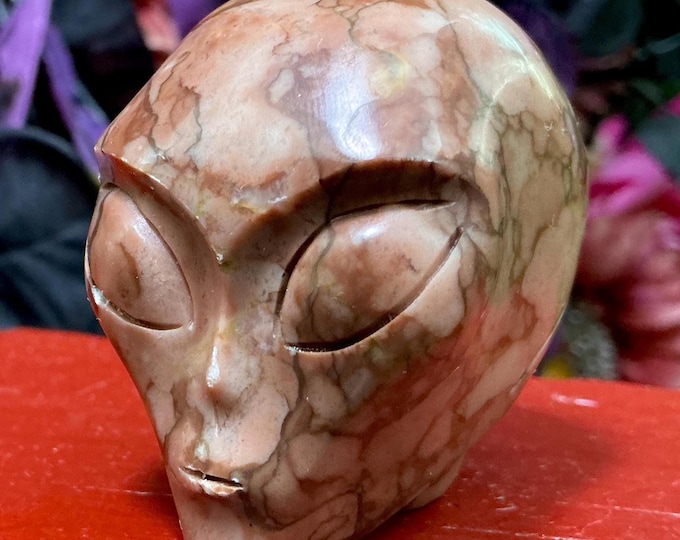 CLEARANCE ~ Picture Jasper Alien Mini Crystal Skull ~ Large 5 oz. ~ 2" Tall ~ Brown and Beige Patterns ~ One-of-a-Kind Sculpture