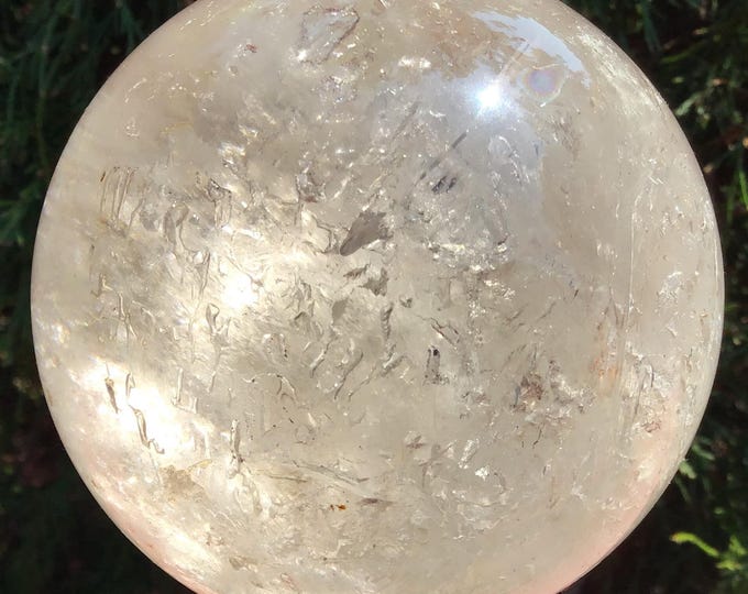 Clear Quartz Crystal Ball ~ Large 2 lb. 6 oz. Polished Sphere ~ 3" Wide ~ Beautiful Reiki, Altar Meditation Display ~ Fast & Free Shipping