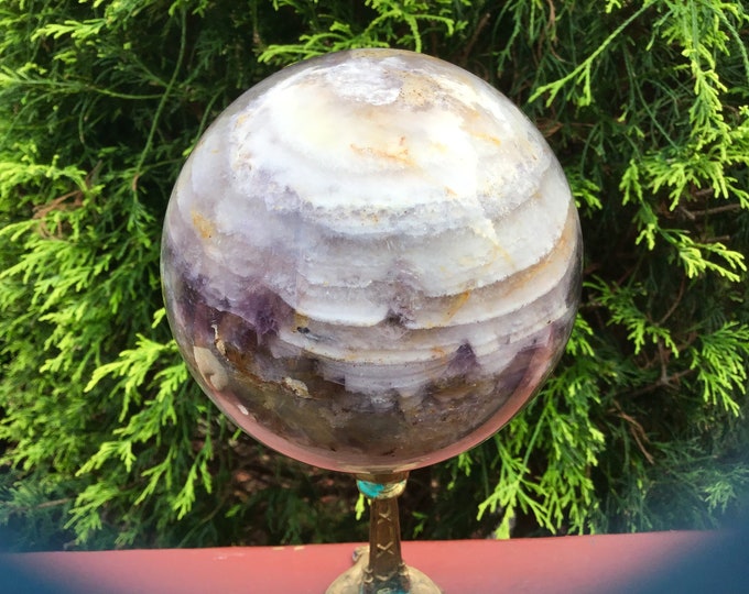 Purple Fluorite Crystal Ball ~ Large 5 lb. 5 oz. ~ 4" Wide Polished Sphere ~ Beautiful Reiki Altar Meditation Display