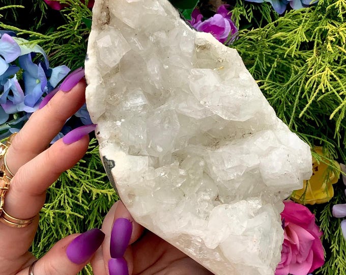 CLEARANCE! ~ Clear Apophyllite Crystal Cluster ~ Large 2 Lb. 4 oz. ~ 6" Long ~ Sparkling Cubic Zeolite ~ Home Decor, Altar Display