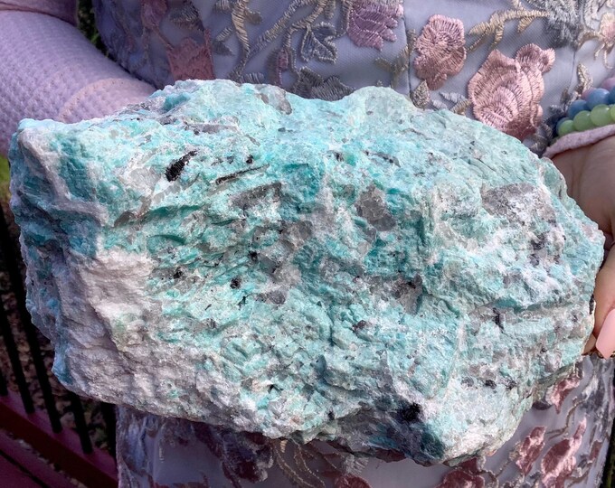 Amazonite Cluster ~ Large 6 Lb. 13 oz ~ 9" Long ~ Natural, Unpolished Freeform Specimen ~ Blue Green Colors ~ Reiki, Home Decor, Centerpiece