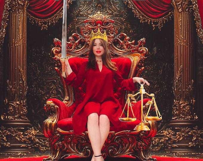 JUSTICE ~ Tarot Card Original Art by Crystal Goddess 888