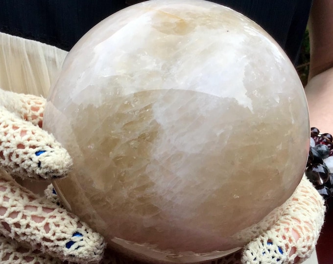 Citrine Crystal Ball ~ 4 Lb. 7 oz. ~ 4 1/2" Wide Polished Sphere ~ Beautiful Golden Yellow Inclusions ~ Altar, Reiki, Home Décor Display