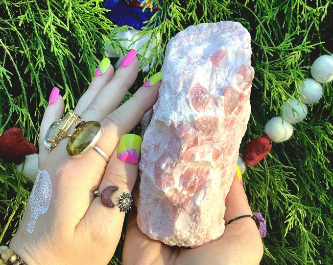 Pink Opal Crystal Cluster ~ Large 3 lb. ~ 6" Long ~ Sparkling Pink & White Colors ~ Natural Meditation Gemstone ~ Fast Free Shipping
