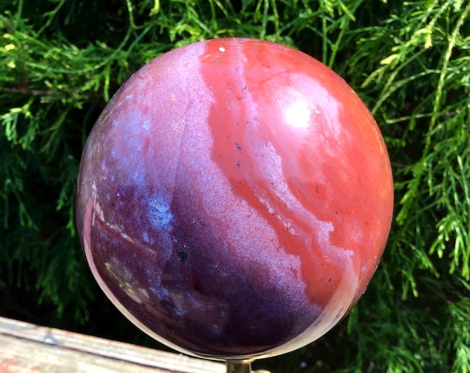 Polychrome Jasper Crystal Ball: Red Pink Altar Decor, Metaphysical Display
