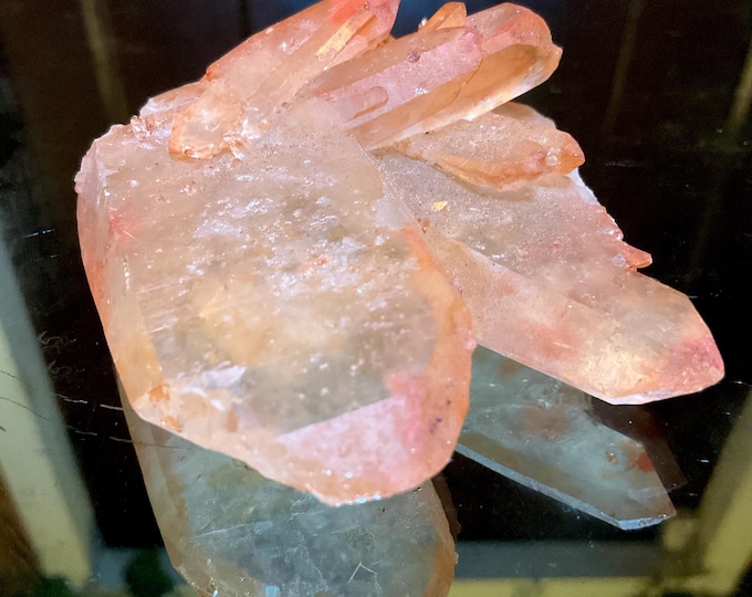 CLEARANCE ~ Red Quartz Crystal Cluster ~ Large 4 oz. ~ 2 1/2" Long ~ Perfect Points ~ Mined in Morocco