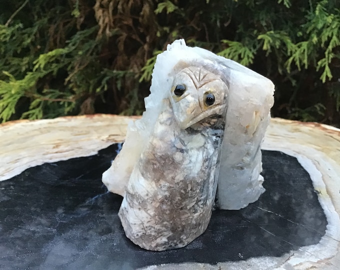 Clear Quartz Crystal Bird Carving ~ 10.7 oz. ~ 3" Tall ~ Hand-Carved Free-Standing Display ~ Fast & Free Shipping from U.S.A + Gift Wrapping