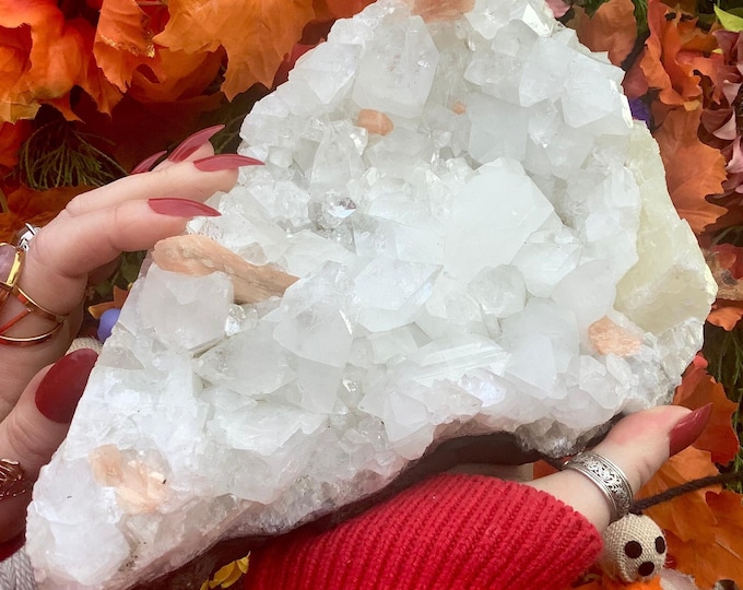 CLEARANCE! ~ Apophyllite Stilbite Crystal Cluster ~ Large 6 Lb. 15 oz. ~ 10" Long ~ Stunning Peach & Clear Colors ~ Zeolite Specimen