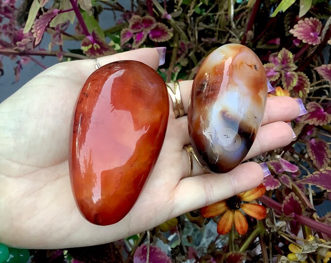 Carnelian Agate Duo ~ 2 Freeform Crystals ~ 9.5 oz. ~ Stunning Orange and White Colors ~ Perfect for Gift Giving ~ Fast & Free Shipping, USA