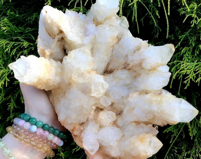 Golden Healer Elestial Quartz Crystal Cluster ~ Large 8 lb. ~ 9" Long ~Metaphysical Home Decor ~ Reiki, Altar Display ~ Fast & Free Shipping
