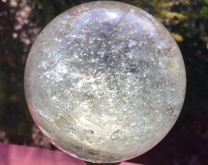 Citrine Clear Crystal Ball ~ 7.8 oz. ~ 2" Wide ~ Sparkling Inclusions ~ Rainbows ~ Décor, Altar, Meditation, Reiki ~ Fast & Free Shipping