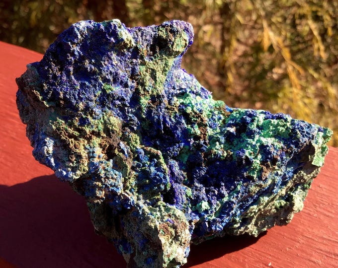 Azurite Crystal Cluster ~ 9.5 oz. ~ 3" Long ~ Large Indigo Blue, Malachite Matrix ~ Breathtaking ~ Mined in Shanghai ~ Fast & Free Shipping