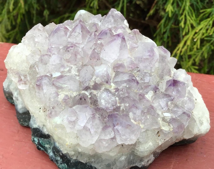CLEARANCE! ~ Amethyst Crystal Quartz Cluster - 3" Long ~ Large 13 oz. ~ Lavender Display Mineral Specimen ~ Feng Shui ~ Meditation