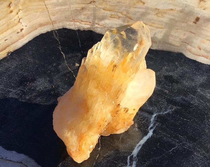 Golden Healer Elestial Quartz Crystal Cluster ~ 3 oz. ~ 2 1/2" Long ~ Natural Sparkling Gold Tibetan Crystal Points ~ Fast & Free Shipping ~