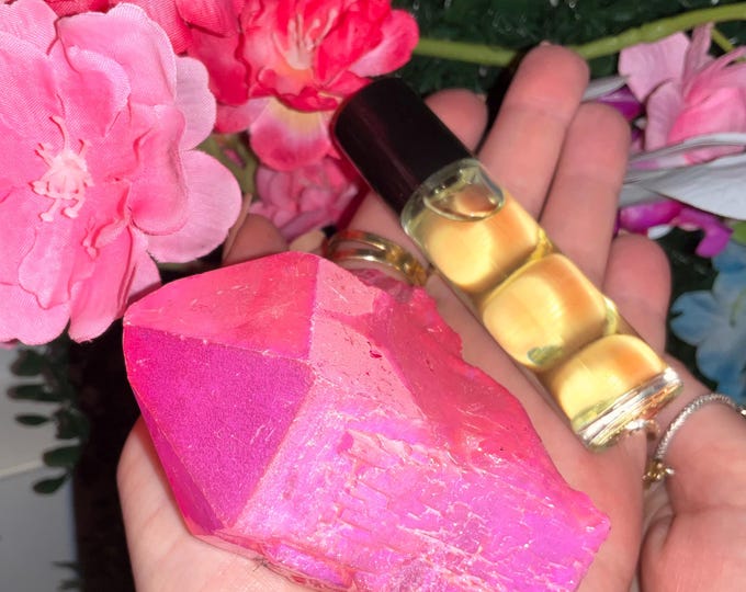 Hot Pink Heart ~ Crystal Goddess 888 Exclusive Set ~ Combining Poetry, Scent and Crystals for a Multi-Sensory Experience ~