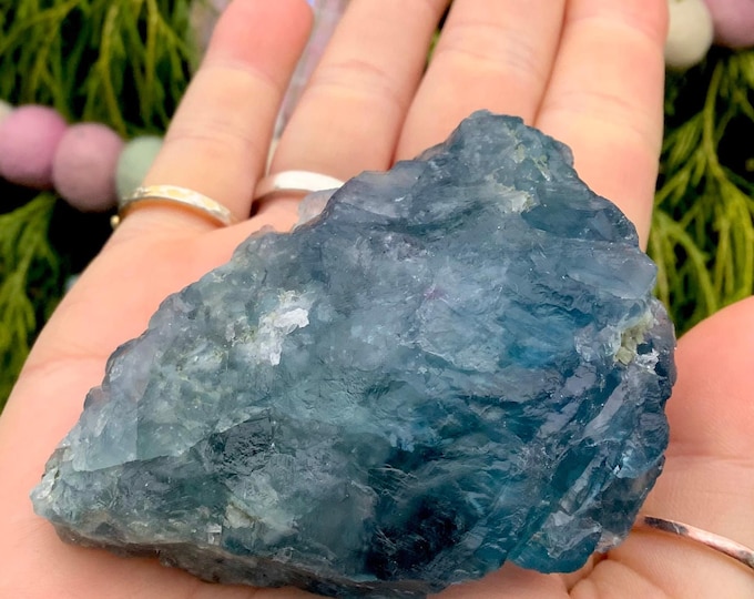Blue Fluorite Crystal Cluster ~ 3" Long ~ Sparkling Mineral Matrix ~ Third Eye Chakra Reiki Healing Altar Display, Meditation, Metaphysical